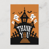 ハッピーハローウィン!幽霊のよく出る家不気味有感謝 サンキューカード (裏面)