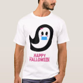 ハッピーハローウィン |幽霊のマスク着用 Tシャツ (正面)