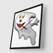 「ハッピーハローウィン」幽霊 スクエア壁時計 (傾斜)