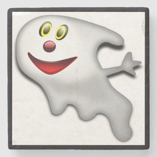 「ハッピーハローウィン」幽霊 ストーンコースター (正面)