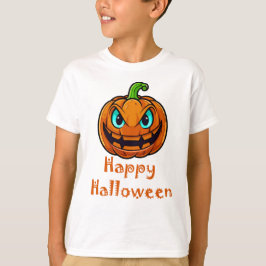 ハッピーハローウィン、怖いカボチャ顔 Tシャツ