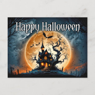 ハッピーハローウィン 恐ろしい幽霊のよく出る家 ポストカード