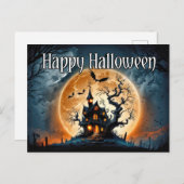 ハッピーハローウィン |恐ろしい幽霊のよく出る家 ポストカード (正面/裏面)