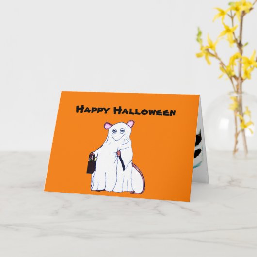 ハッピーハローウィン-**折り畳みグリーティングカード カード (黄色い花)