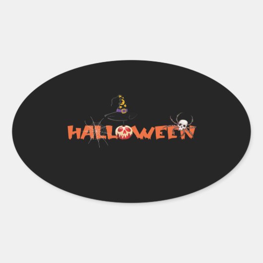 ハッピーハローウィン 楕円形シール (正面)