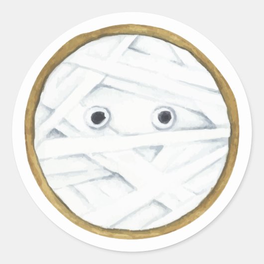 ハッピーハローウィン |水彩ミイラ ラウンドシール (正面)