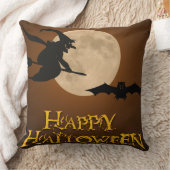 ハッピーハローウィン; 満月および魔法使い クッション (ブランケット)