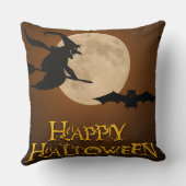 ハッピーハローウィン; 満月および魔法使い クッション (裏面)