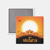 ハッピーハローウィン(満月とカボチャ) マグネット (正面/裏面)
