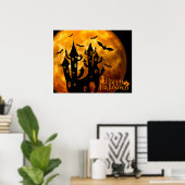 ハッピーハローウィン(満月) ポスター (ホームオフィス)