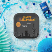 ハッピーハローウィン – 猫 ペーパープレート (パーティー)