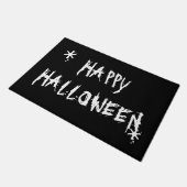 ハッピーハローウィン、白い黒 ドアマット (アングル)