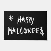 ハッピーハローウィン、白い黒 ドアマット (正面)