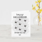 ハッピーハローウィン，私たち全員から，黒いクモ カード (黄色い花)