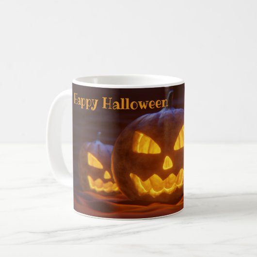 ハッピーハローウィン – 笑う提灯 コーヒーマグカップ (正面左)