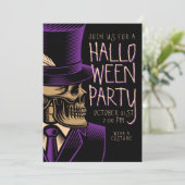 ハッピーハローウィン |紫のファッションスケルトン 招待状 (スタンド正面)