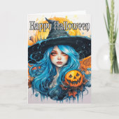 ハッピーハローウィン |美しい秋の魔女 カード (正面)