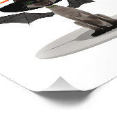 ハッピーハローウィン。翼と魔女の帽子を持つ猫 フォトプリント            (角)