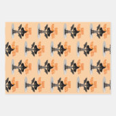 ハッピーハローウィン。翼と魔女の帽子を持つ猫 ラッピングペーパーシート (正面2)