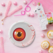 ハッピーハローウィン!赤不気味眼球 ペーパープレート (パーティー)