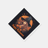 ハッピーハローウィン（魔女とカボチャ） スタンダードカクテルナプキン (角)