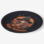 ハッピーハローウィン（魔女とカボチャ） ペーパープレート (アングル)