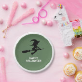 ハッピーハローウィン、魔女オンブロムスティック ペーパープレート (パーティー)