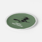 ハッピーハローウィン、魔女オンブロムスティック ペーパープレート (アングル)