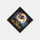 ハッピーハローウィン – 魔女オンブ飛んでいるロム スタンダードカクテルナプキン (角)