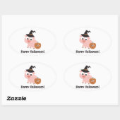 ハッピーハローウィン!魔女ブタ 楕円形シール (シート)