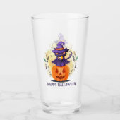 ハッピーハローウィン – 魔女黒猫 タンブラーグラス (正面)