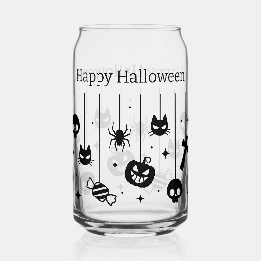 ハッピーハローウィン(黒い画像を含む不気味) ガラス缶 (正面)
