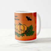 ハッピーハローウィン、黒猫、こうもり、カボチャ コーヒーマグカップ (正面右)