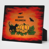 ハッピーハローウィン、黒猫、こうもり、カボチャ フォトプラーク (側面)