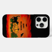 ハッピーハローウィン、黒猫、こうもり、カボチャ Case-Mate iPhoneケース (裏面 (横))