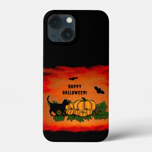 ハッピーハローウィン、黒猫、こうもり、カボチャ Case-Mate iPhoneケース (裏面)