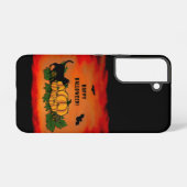 ハッピーハローウィン、黒猫、こうもり、カボチャ SAMSUNG GALAXYケース (裏面横)