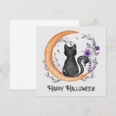 ハッピーハローウィン- Black Cat on Crescent Moon (正面/裏面)