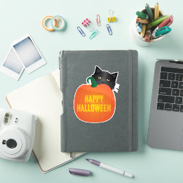 ハッピーハローウィン- Black Cat with Pumpkin シール