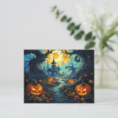 ハッピーハローウィン | Creepy 幽霊のよく出る Forest ポストカード (スタンド正面)