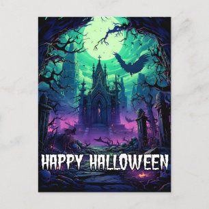 ハッピーハローウィン Creepy 幽霊のよく出る House ポストカード