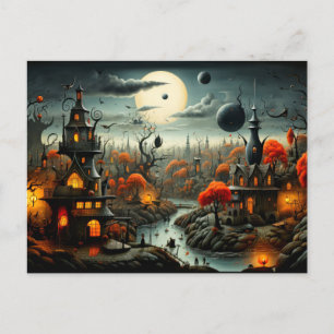 ハッピーハローウィン Gothic 幽霊のよく出る Landscape ポストカード