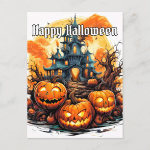 ハッピーハローウィン Illuminating Nefary Pumpkins ポストカード