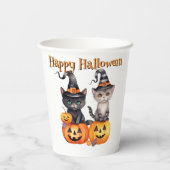 ハッピーハローウィン | KITTENS & PUMPKINS on White 紙コップ (裏面)