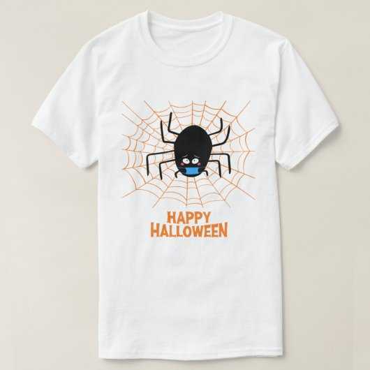 ハッピーハローウィン | Spiderがマスクを着用 Tシャツ (デザイン正面)