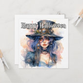 ハッピーハローウィン | Steampunk Witchイラストレーション カード (正面/裏面インサイチュ)