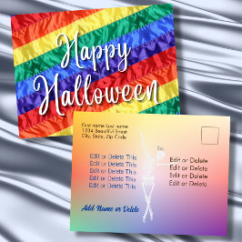ハッピーハローウィンLGBTゲイレインボーフラグカラフル ポストカード