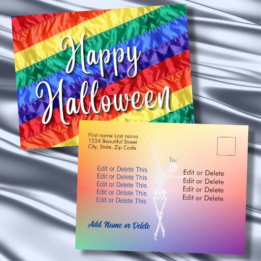 ハッピーハローウィンLGBTゲイレインボーフラグカラフル ポストカード