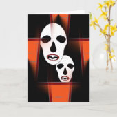 ハッピーハローウィンo Dia de Las Brujas Blackののオレンジ カード (黄色い花)