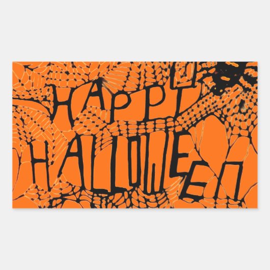 ハッピーハローウィンSPIDER WEBスタンプ 長方形シール (正面)